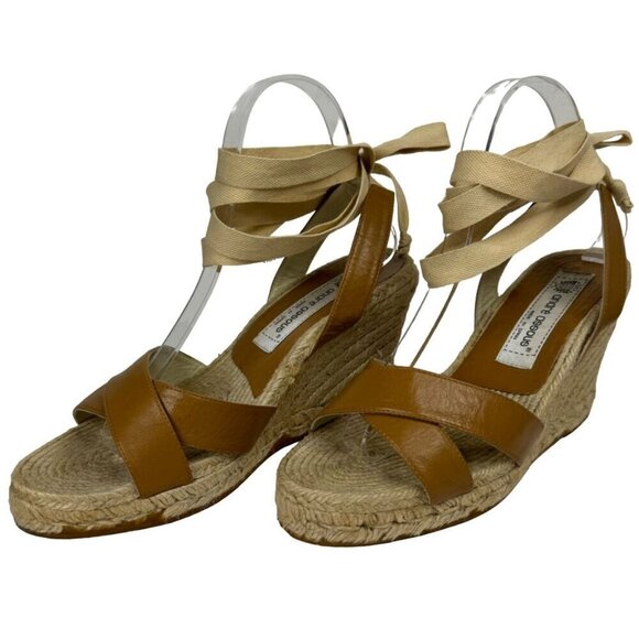 Andre Assous Espadrille Wedge Strappy Heel Sandal Women's 9m EUC Beachy Spain - Picture 1 of 14